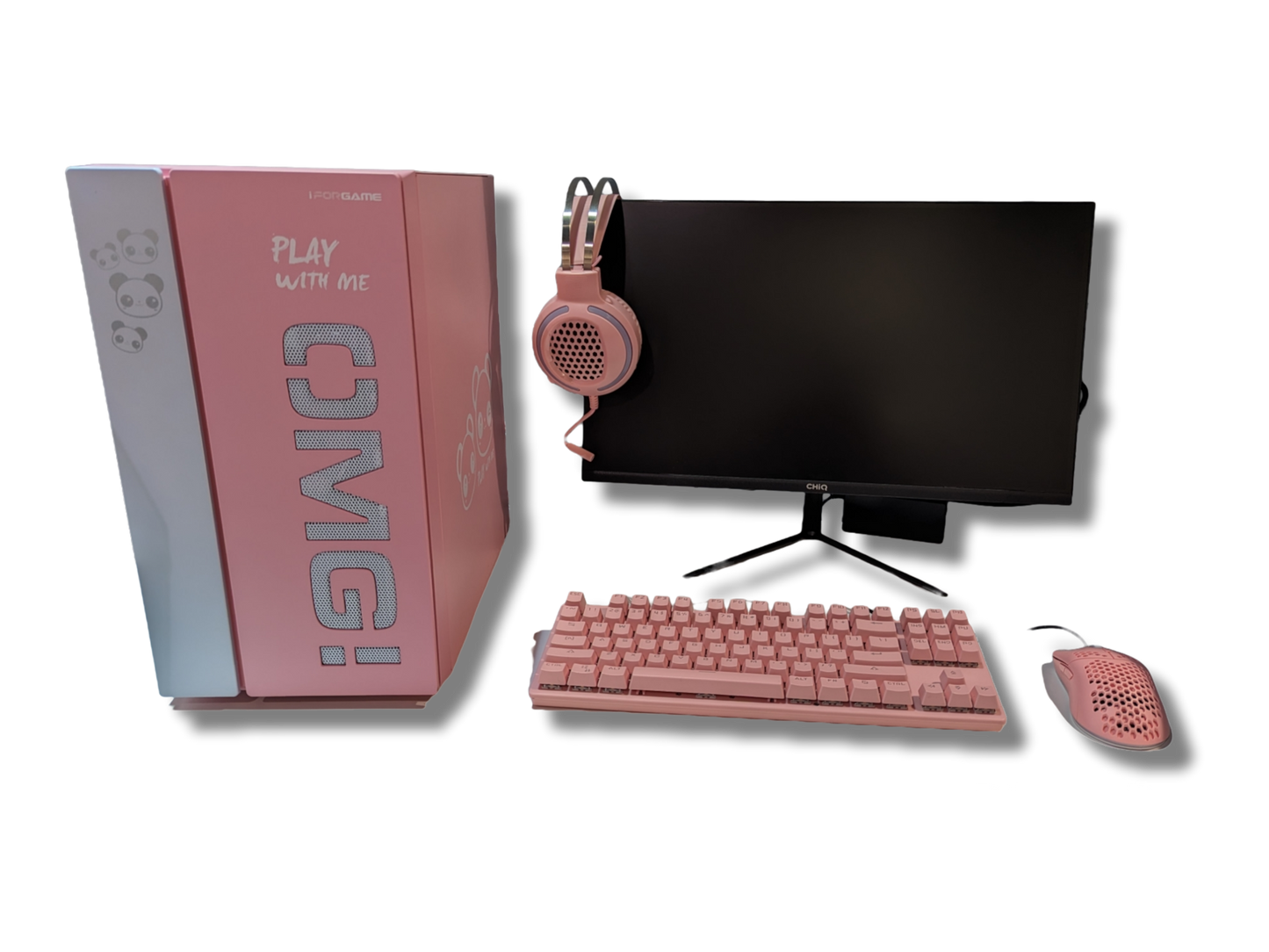 Pink or Blue Starter Gaming PC with 24" FHD Monitor & Matching Gaming Bundle
