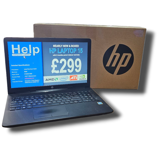 nearly new and boxed hp 15 laptop (512gb ssd)
